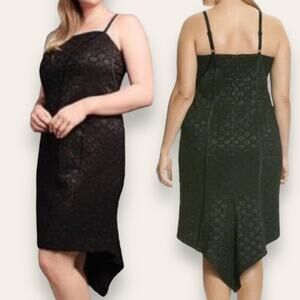 LANE BRYANT ISABEL TOLEDO DRESS 16 BLACK METALLIC DECO SEAMED FISHTAIL HOLIDAYS